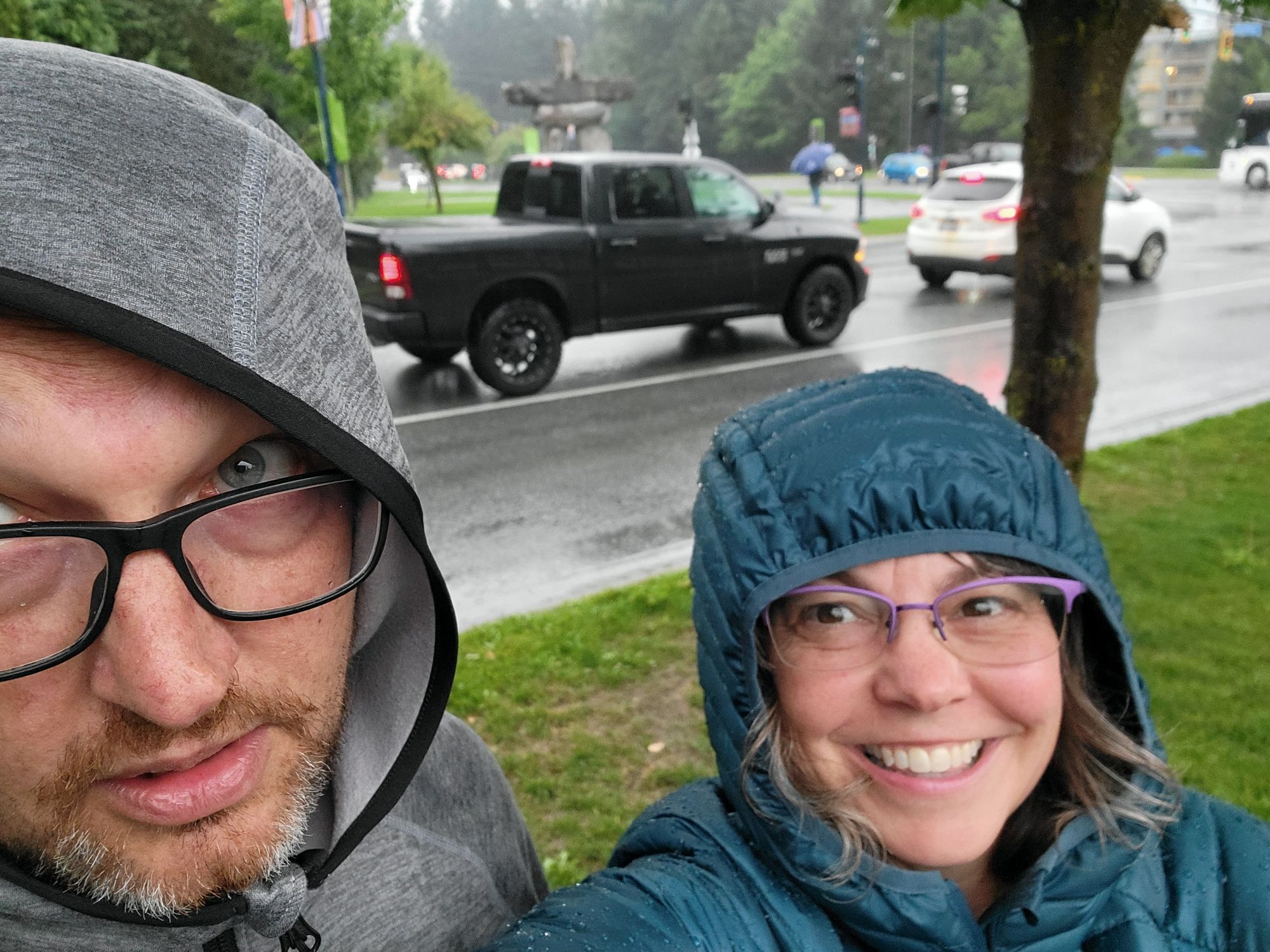 Oliver and Kari at rainy Whistler - August 2024